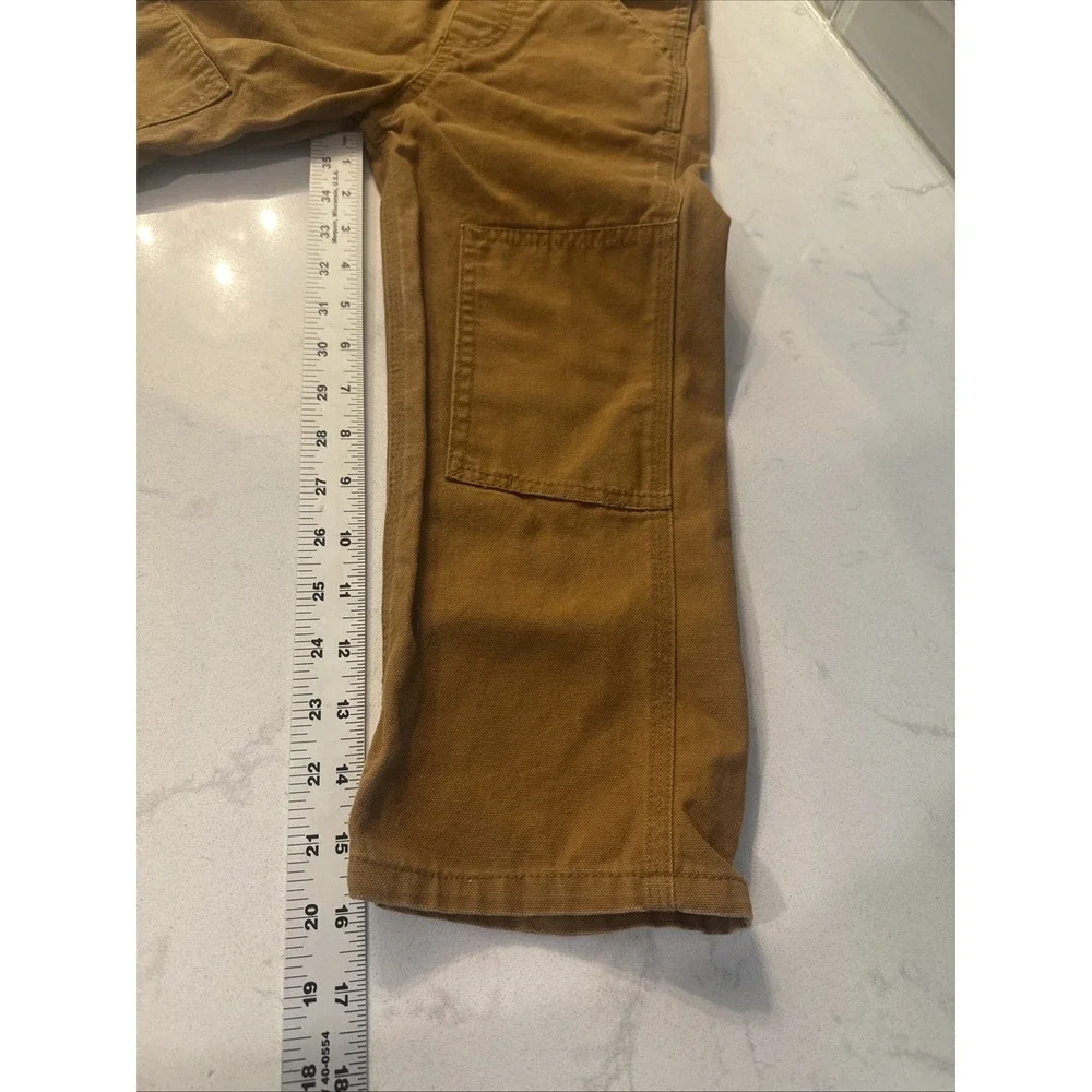 Carhartt Toddler Brown Canvas Duck Bib Overalls Double Knee Size 4T